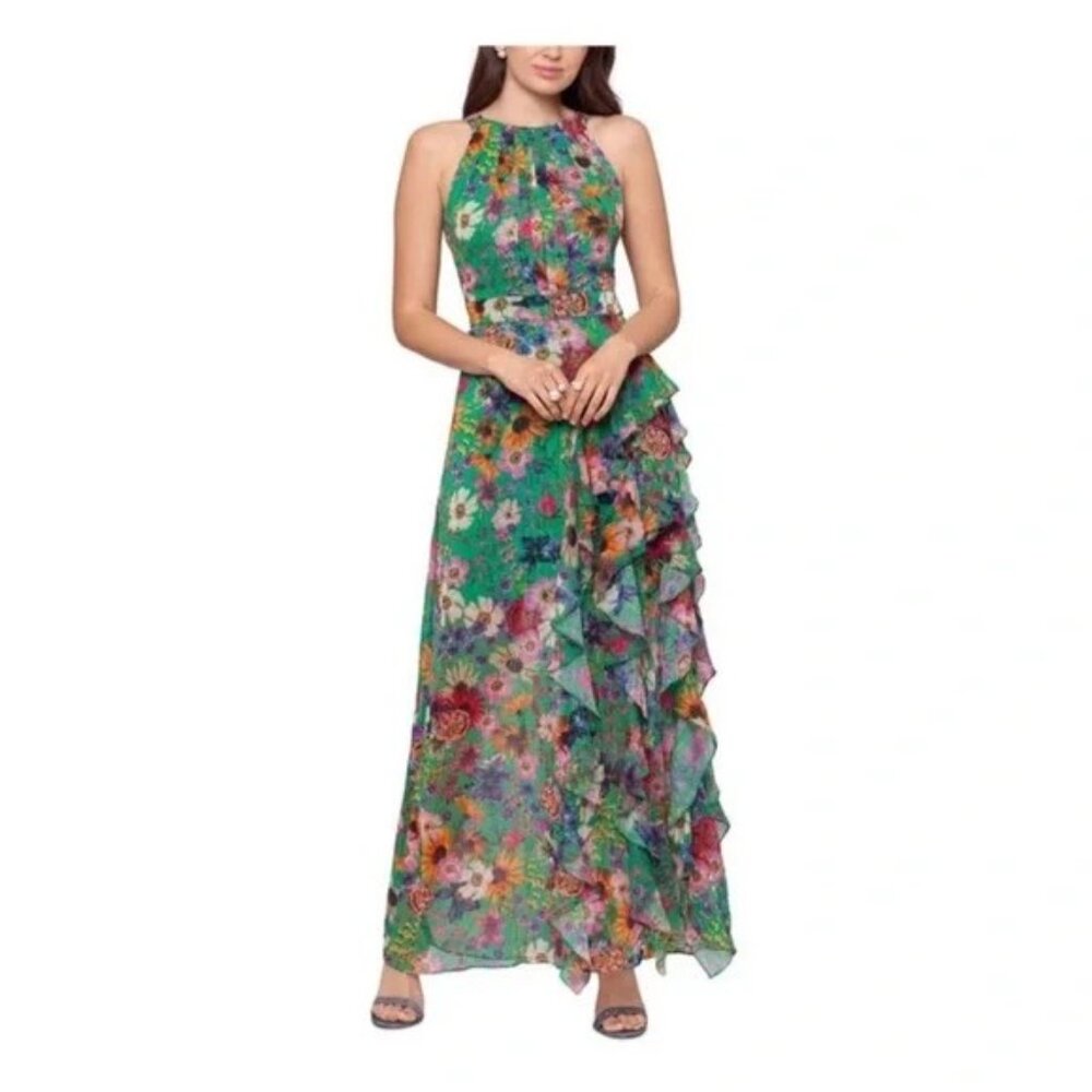 NWT Besty Adam Floral Green Maxi Dress Size 10